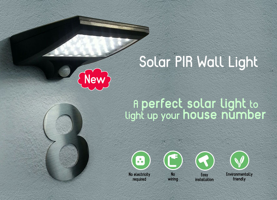 solar powered pir wall light